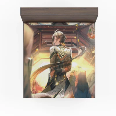 Genshin Impact Zhongli Geo Hero Anime Fitted Sheet