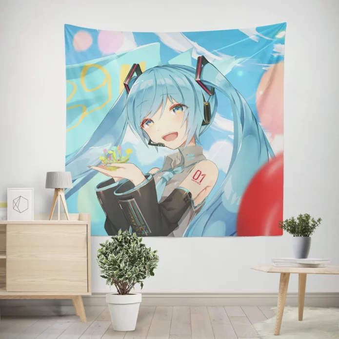 Hatsune Miku Virtual World Anime Saga Wall Tapestry