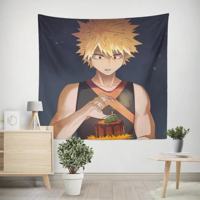 Katsuki Bakugou Heroic Academia Adventure Anime Wall Tapestry