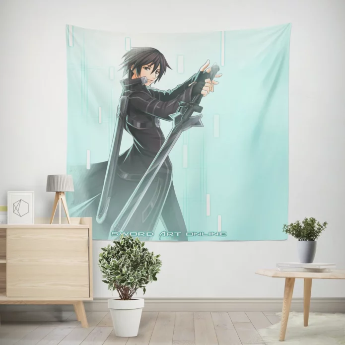 Kirito Sword Art Quest Virtual Odyssey Anime Wall Tapestry