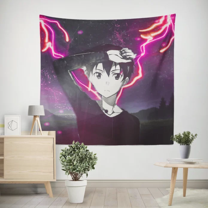 Kirito Unveiled Sword Art Chronicles Anime Wall Tapestry