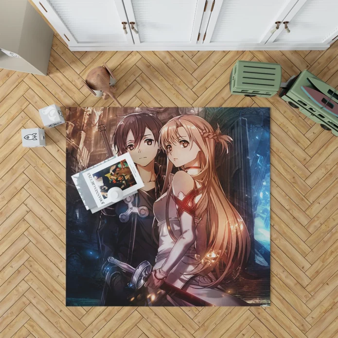 Kirito And Asuna Saga Sword Art Online Adventure Anime Rug