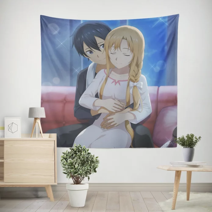 Kirito And Asuna Sword Art Online Adventure Anime Wall Tapestry