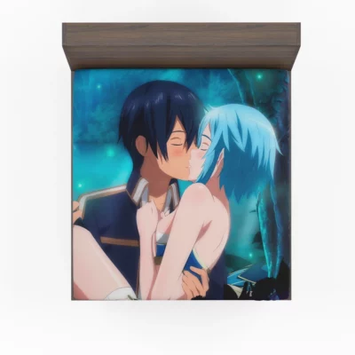 Kirito x Sinon SAO Kiss Fanart Anime Fitted Sheet