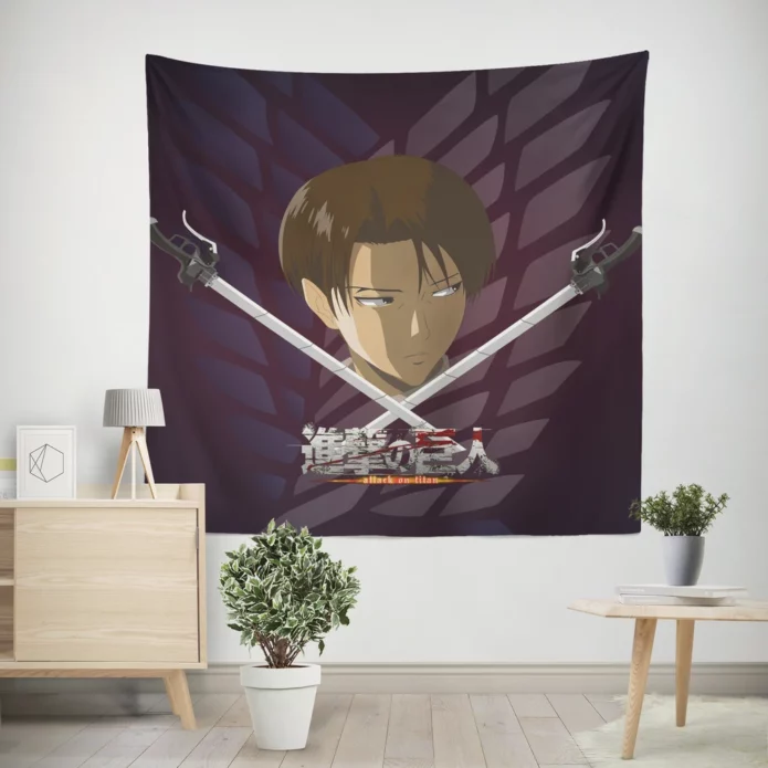 Levi Ackerman A Titan Foe Anime Wall Tapestry