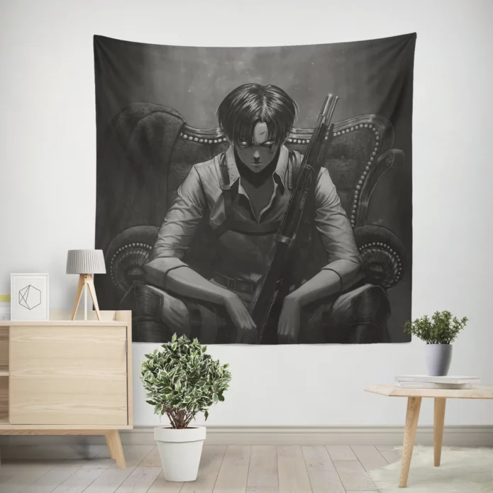 Levi Battle Unyielding Spirit Anime Wall Tapestry