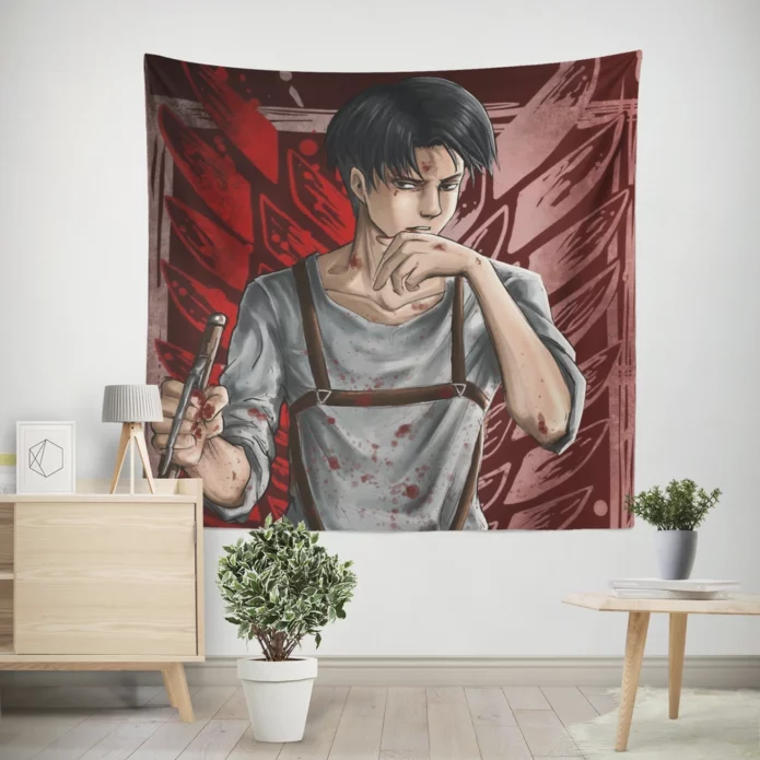 Levi Courage Fight For Freedom Anime Wall Tapestry