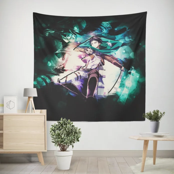 Levi Struggle Humanity Defense Anime Wall Tapestry