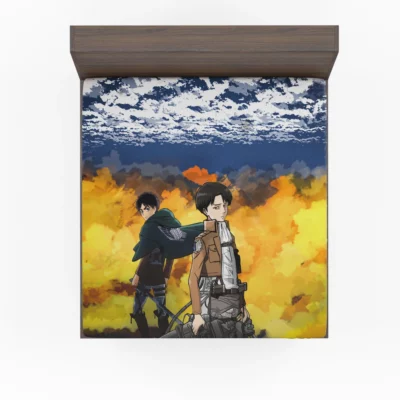 Levi and Eren Titans Unleashed in Anime Fitted Sheet