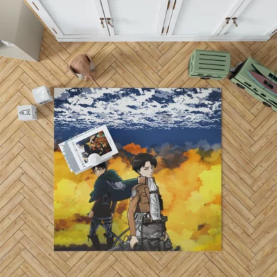 Levi and Eren Titans Unleashed in Anime Rug