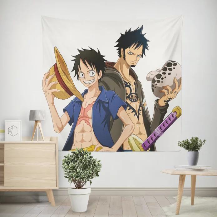 Luffy And Law One Piece Alliance Anime Wall Tapestry