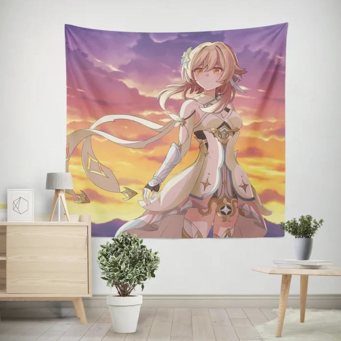 Lumine Genshin Impact Realm Explorer Anime Wall Tapestry