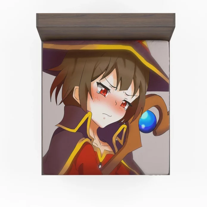 Megumin Blaze Fiery Eyes And Hair Anime Fitted Sheet