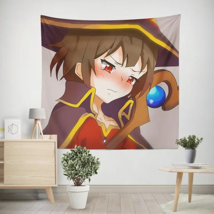 Megumin Blaze Fiery Eyes And Hair Anime Wall Tapestry