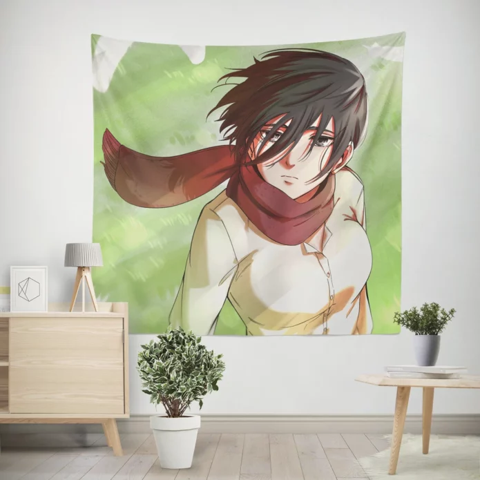 Mikasa Battle Titan Showdown Anime Wall Tapestry