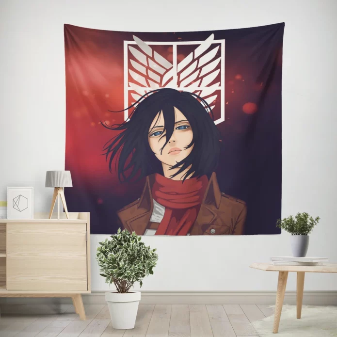 Mikasa Courage Titans Ultimate Battle Anime Wall Tapestry