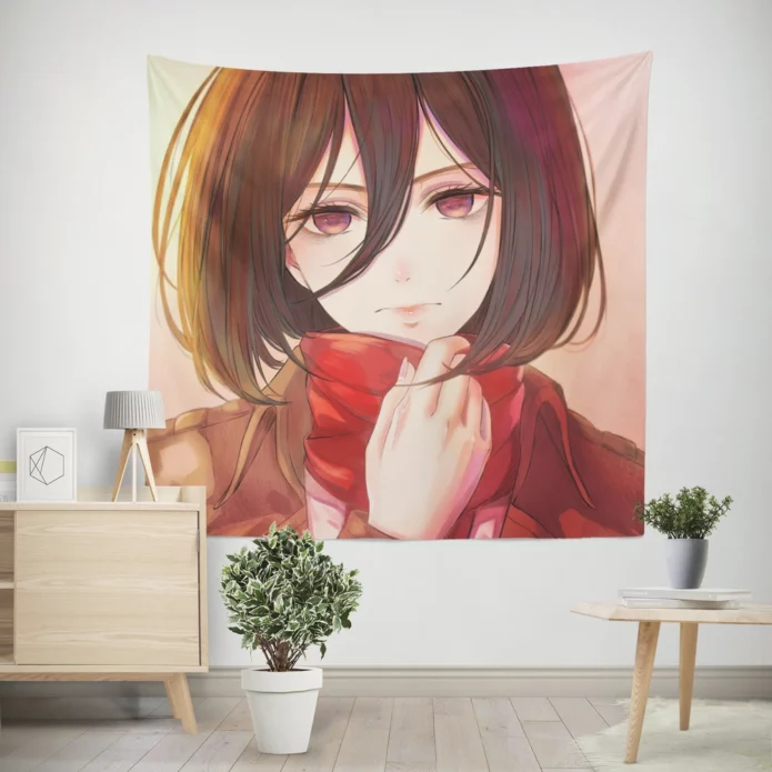 Mikasa Devotion Titans Epic Struggle Anime Wall Tapestry