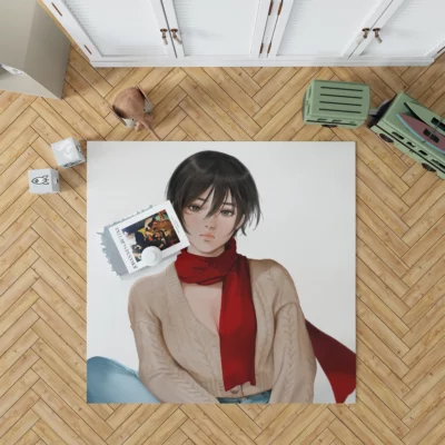 Mikasa Prowess Titans Showdown Anime Rug