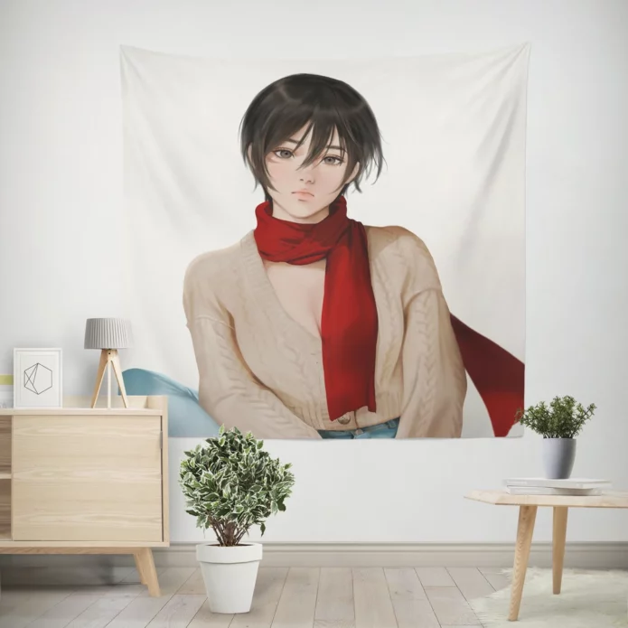 Mikasa Prowess Titans Showdown Anime Wall Tapestry