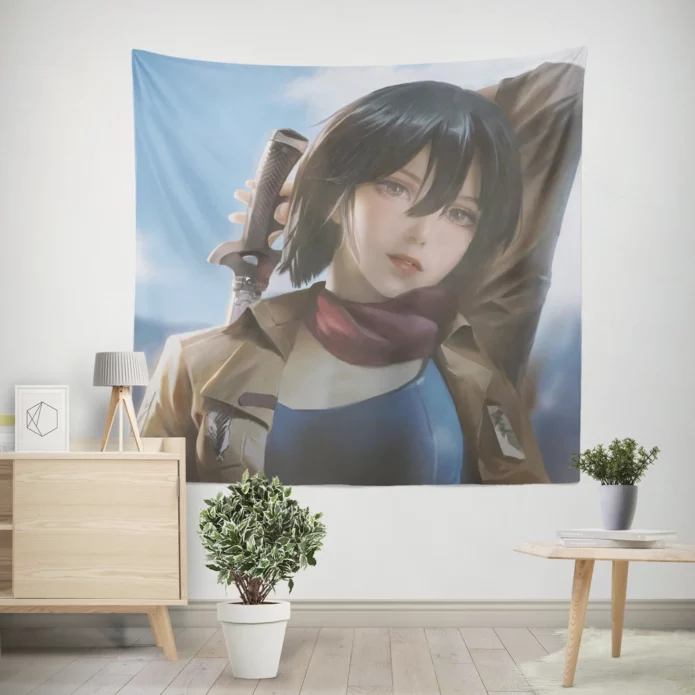 Mikasa Triumph Titan Annihilation Anime Wall Tapestry