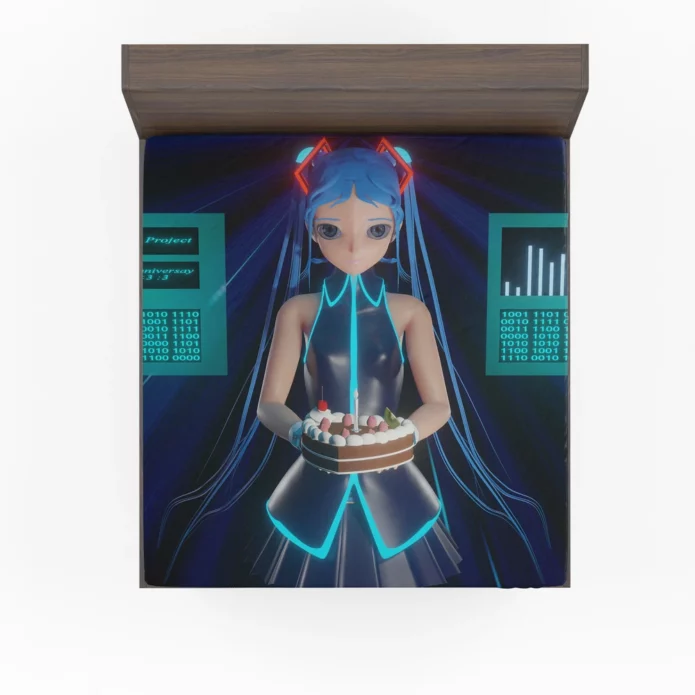 Miku 15Th Anniversary Blue-Haired Saga Anime Fitted Sheet