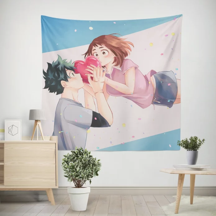 My Hero Academia Izuku And Ochako Inspirational Anime Wall Tapestry