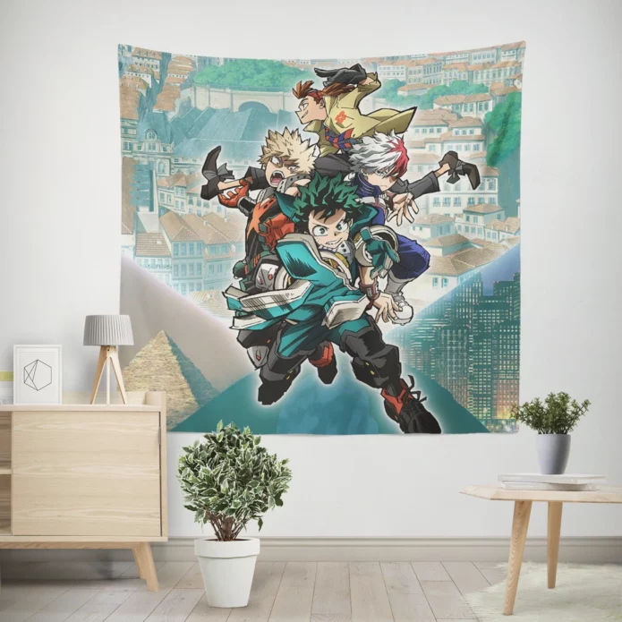 My Hero Trio Deku Todoroki Bakugou Anime Wall Tapestry