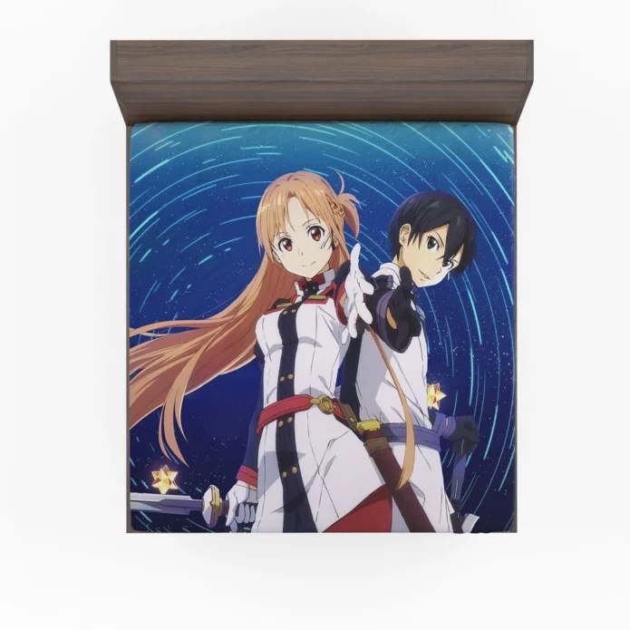 Ordinal Scale Asuna And Kirito Cinematic Quest Anime Fitted Sheet
