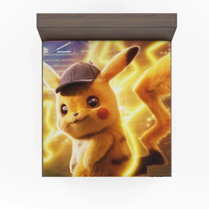 Pikachu Detective Mystery Caffeine Chronicles Anime Fitted Sheet