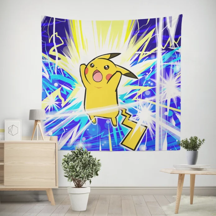 Pikachu Electric Thunder Strikes Again Anime Wall Tapestry