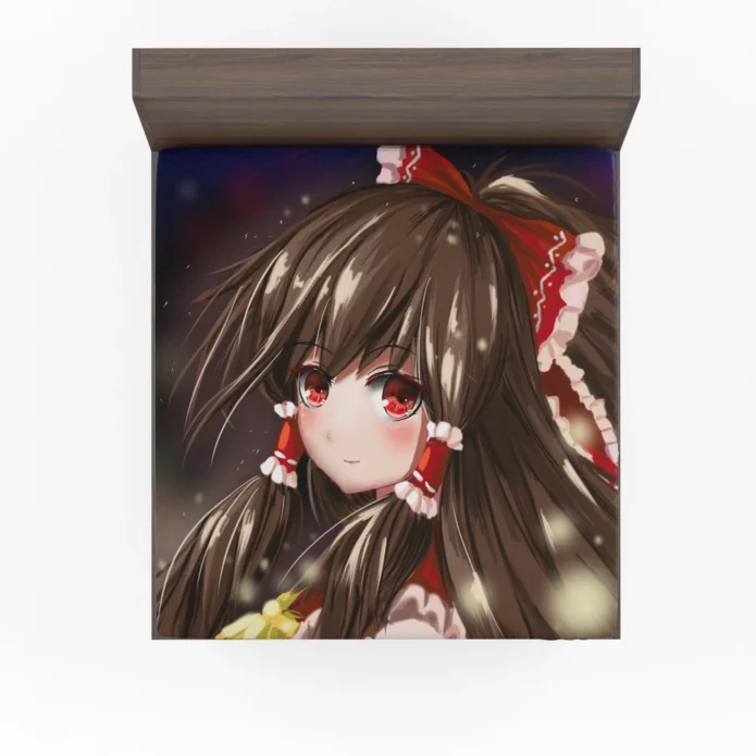 Reimu Hakurei Enchanted In The World Of Touhou Anime Fitted Sheet