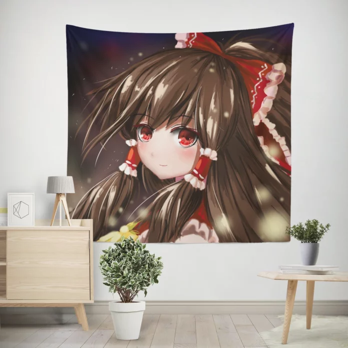 Reimu Hakurei Enchanted In The World Of Touhou Anime Wall Tapestry