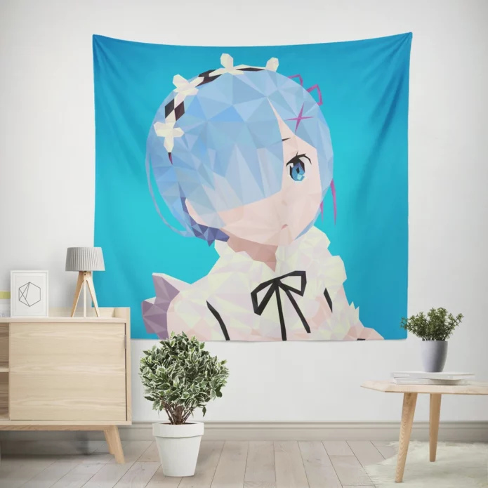 Rem Blue-Haired Chronicles Re Zero Adventure Anime Wall Tapestry