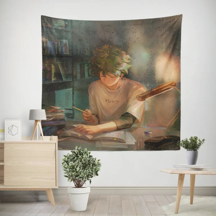 Rising Power Izuku Hero Journey Anime Wall Tapestry