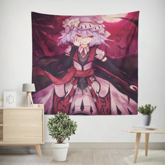 Scarlet Enigma Exploring Touhou With Remilia Anime Wall Tapestry