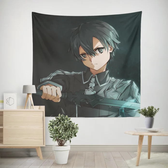 Sword Art Online Kirito Vr Odyssey Anime Wall Tapestry