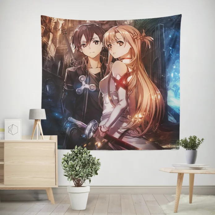 Sword Art Online Kirito And Asuna Quest Anime Wall Tapestry