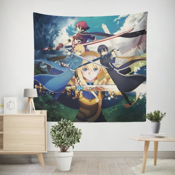 Sword Art Online Trio Eugeo And Alice Anime Wall Tapestry