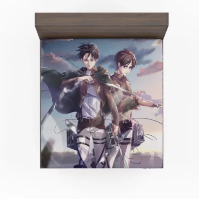 Titans Collide Eren and Levi Anime Fitted Sheet