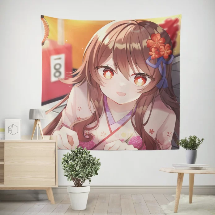 Unveiling Genshin Impact Hu Tao Anime Wall Tapestry