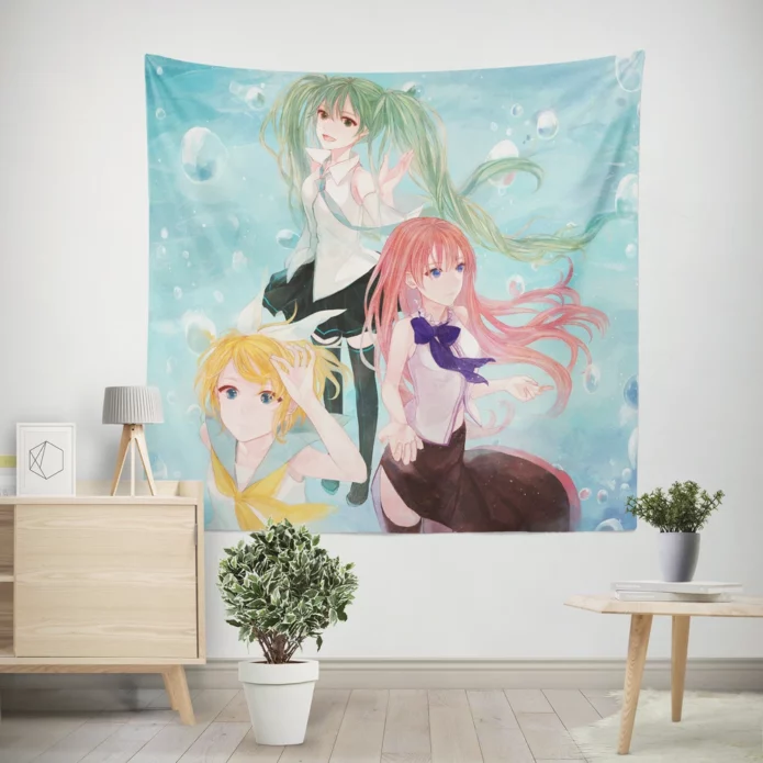 Vocaloid Ensemble Miku Luka Rin Anime Wall Tapestry