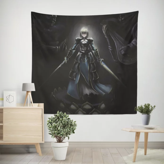 Warrior In Armor Saber Fate Adventure Anime Wall Tapestry