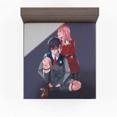 Zero Two and Hiro A Tale of Love and Destiny Anime Fitted Sheet