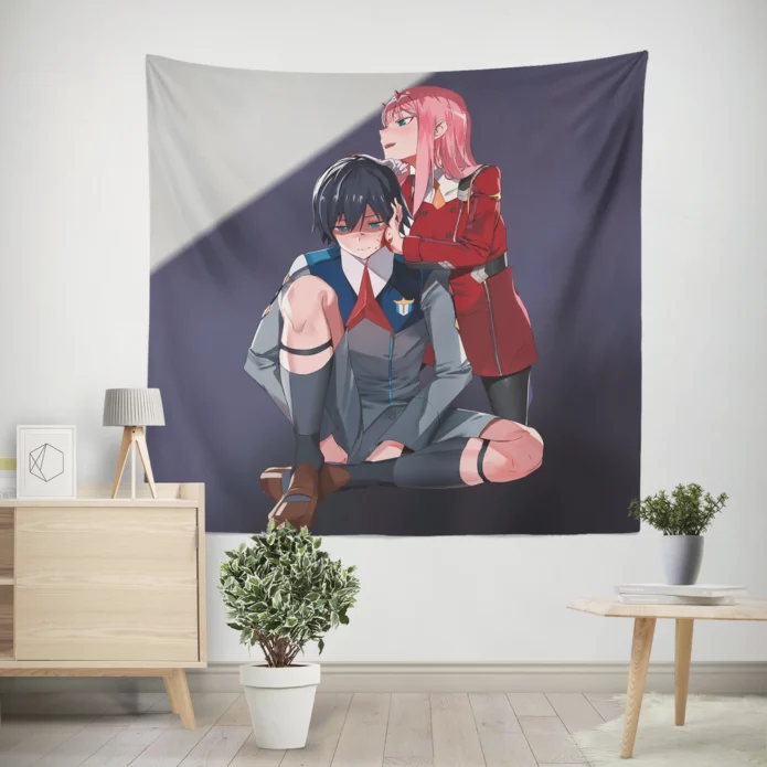 Zero Two And Hiro A Tale Of Love And Destiny Anime Wall Tapestry