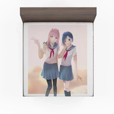 Zero Two and Zero One An Unforgettable Duo Anime Fitted Sheet