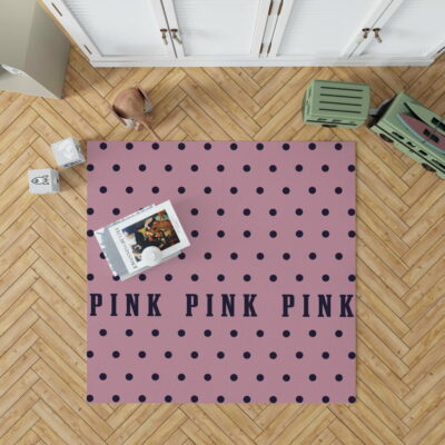 Victoria's Secret Pink Color Polka Dot Pattern Floor Rug Mat